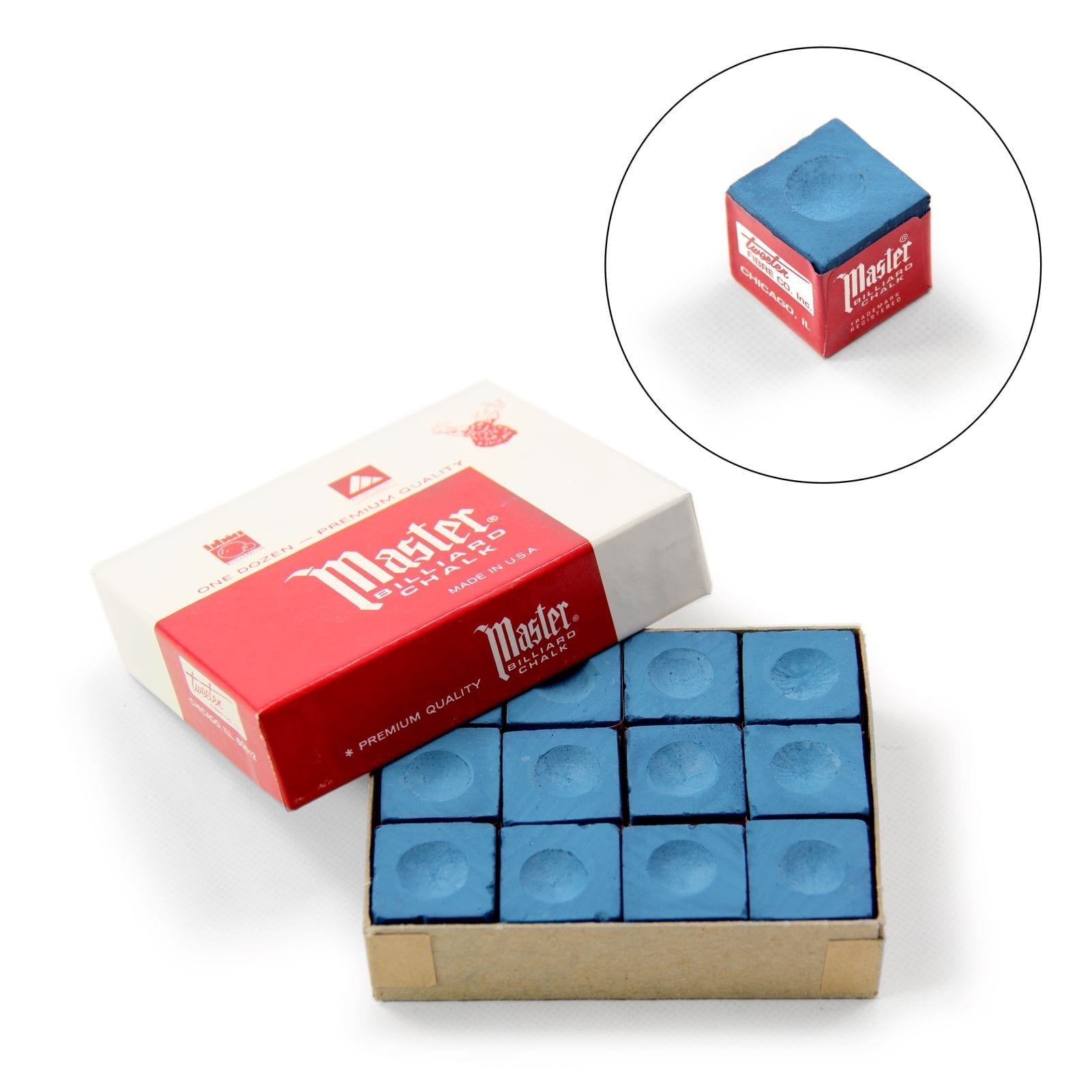 Blue Master Billiard Chalk – Box/144 - Mueller's Billiard & Dart Supplies